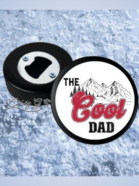 🏒NEW**The Cool Dad*Father's Day Gift**REAL Hockey Puck Bottle Opener